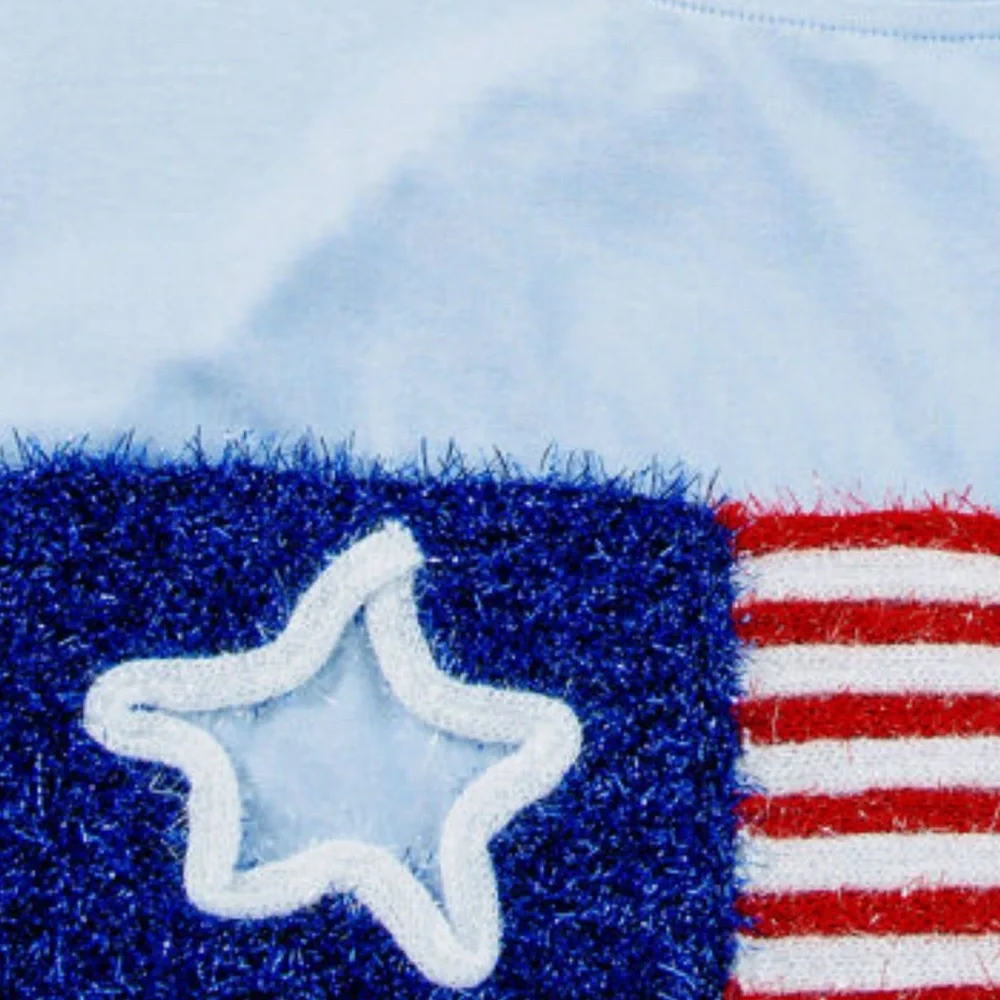 Oversized tinsel American flag tee S M L XL 2XL - Picture 7 of 8